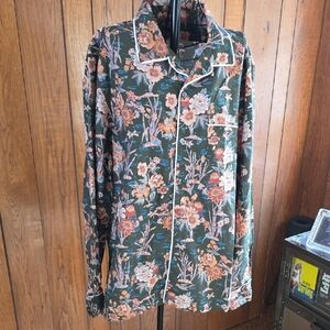 Floral Pajama Top with Piping